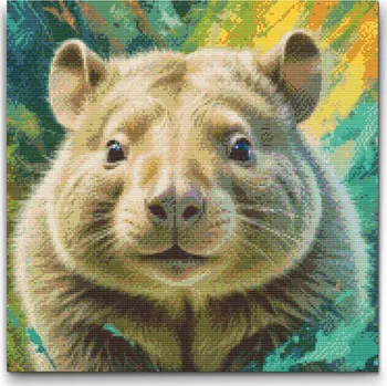 Diamantové malování Diamantové malování - Wombat v odstínech tlumené zelené Velikost: 50x50cm, Rámování: Pouze srolované plátno, Diamanty: Kulaté