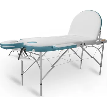 Masážní stůl Skládací masážní stůl TANDEM Profi A3D Oval Duo bílo-tyrkysová 195*70 cm / 14,6 kg / 3 barvy