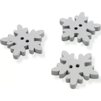 Knoflík Dřevěný knoflík vločka bílá - 4 ks