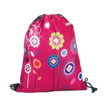 Školní sáček pytlík na přezůvky FOR ME - modro/růžový NEON FLOWER Rozměr: 39 x 33 cm