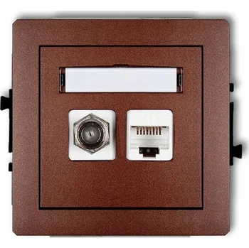 Elektrická zásuvka Anténní a internetová zásuvka do zdi Karlik hnědá