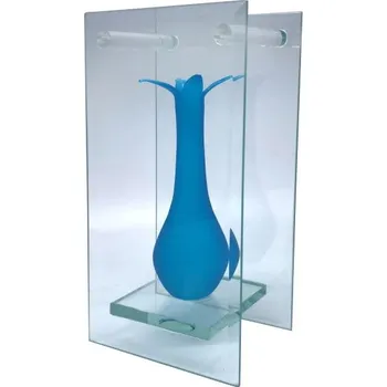 Váza Skleněná váza s plochým sklem, modrá