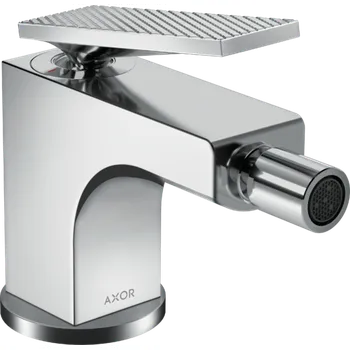 Vodovodní baterie AXOR Citterio Páková bidetová baterie s páčkovou rukojetí a odtokovou soupravou s táhlem - rombický brus, chrom 39201000