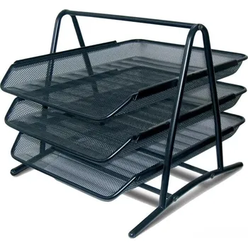 Archivační box Drátěný stojan s 3 listovými zásuvkami, černý