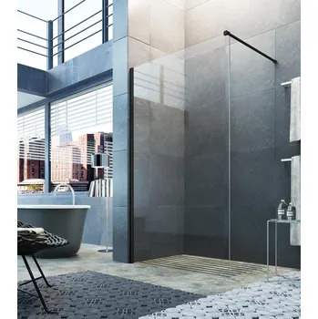 Glass 1989 Step in - Pevná volně stojící stěna pro šířku vaničky 140 cm, provedení oboustranné, černá matná, GGK0006T700*