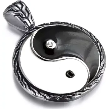 Přívěsek Přívěsek z chirurgické oceli Jin Jang s krystaly