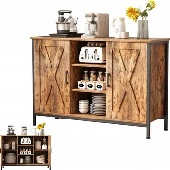 Komoda Komoda Rebiko 100 x 35 x 70 cm, černá, retro dřevo, odstíny hnědé bronze