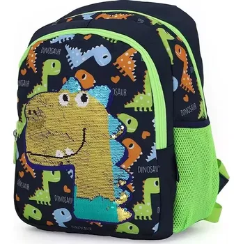 Dětský batoh Miko dětský flitrový batoh Neon s dinosaurem 11L Černá