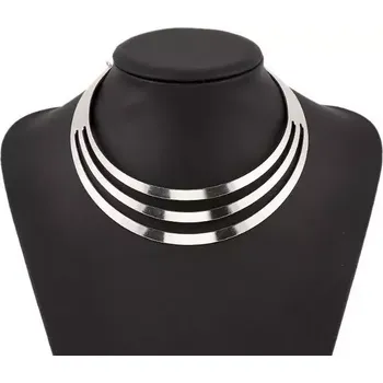Náhrdelník Geometrický kruhový Choker náhrdelník Stříbrný