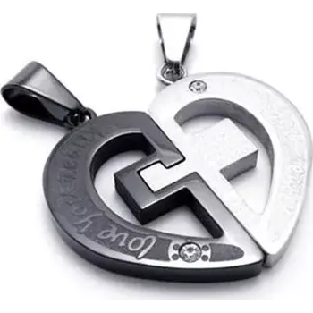 Přívěsek Ocelové přívěsky pro dvojici kříž černý