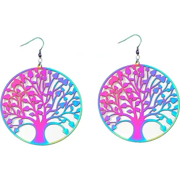 Náušnice Ocelové náušnice kruhy Strom života 45mm