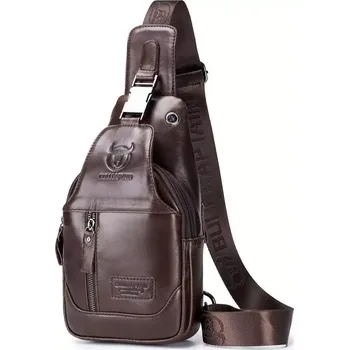 Bullcaptain kožená taška přes rameno Tarald Hnědá 5L