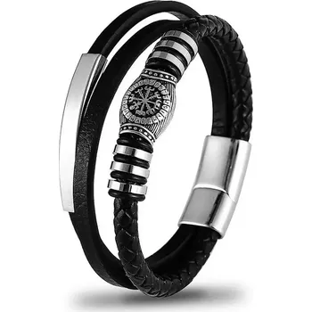 Náramek Pánský ocelový náramek Vikings Černý 21 cm