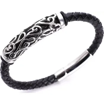 Náramek Pánský kožený proplétaný náramek Vario 22.5 cm