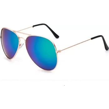 Sluneční brýle pilotky modro-zelené zrcadlové zlaté