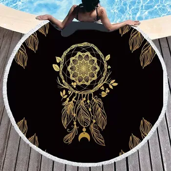 Dámská tunika Kruhová rychleschnoucí plážová osuška Lapač snů Černá