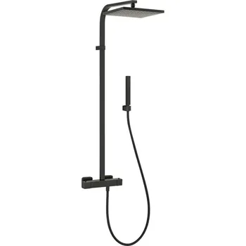 Vodovodní baterie Alpi Una - Sprchová baterie nástěnná termostatická, pevná sprcha + ruční sprcha - komplet, černá matná UN18SM2151NE