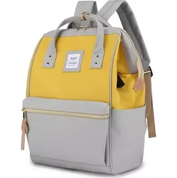 Městský batoh Himawari studentský batoh s USB port Apaté Šedo-žlutý 19L