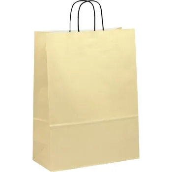 Nákupní taška Papírová taška barva slonová kost 40x16x45 kroucené ucho vroubkovaný vzhled