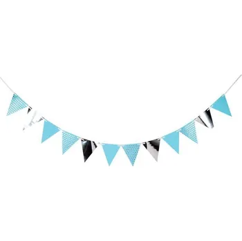 Banner s růžovo-zlatými papírovými vlajkami , délka 360 cm