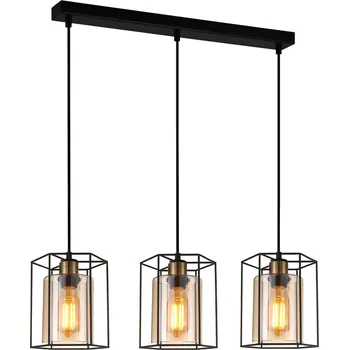 ITALUX PND-78901-3-BK+AMB Kalula závěsné svítidlo 3xE27 černá, jantarová