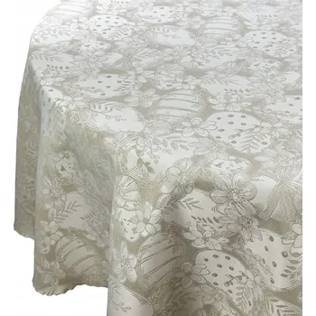 ubrus Ubrus Odolný proti skvrnám Velikonoční Béžový Vajíčka Kraslice Kulatý Kulatý prům. 160 cm