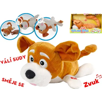 plyšák Pes plyšový 29cm válející se smíchy na baterie se zvukem 12m+ v krabičce