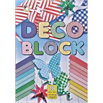 Dekorační papír DECO BLOCK 18 barev /18 vzorů 250g/m2