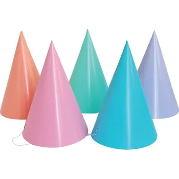 Party dekorace Papírové kloboučky pastelové barvy, sada 6 ks