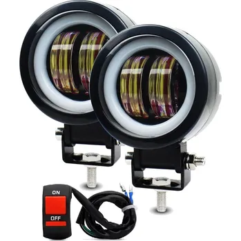 Denní svícení HALOGENOVÉ SVĚTLOMETY PRO DENNÍ SVÍCENÍ LED 6D KROUŽKY 2 KS + SPÍNAČ