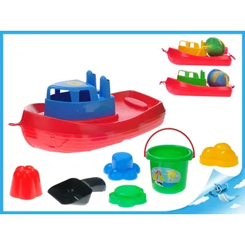 Hračka na písek Loďka 38cm + sada na písek 6ks