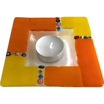 Svícen Skleněná miska/svícen žluto-oranžová