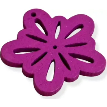 Dřevěný přívěsek květ purpurový - 4 ks