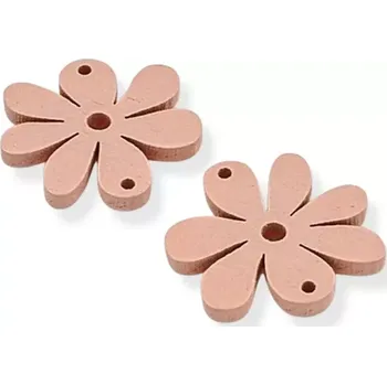 Dřevěné květy pudrové - 10 ks