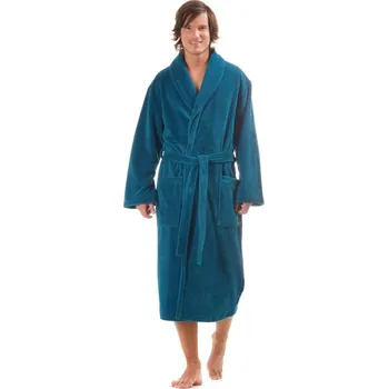 Pánský župan Unisex dlouhý savý župan se šálovým límcem TAMPA petrolejová - 4XL