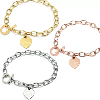 Náramek Náramek z chirurgické oceli Forever Love - Barva Zlatá