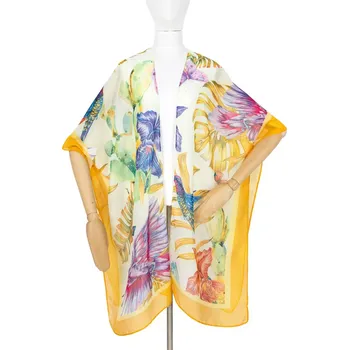 ArtOfPolo pončo na plavky Pareo Wild tropics Žlutý