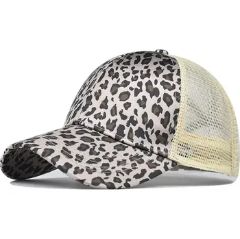 Kšiltovka Dámská bavlněná kšiltovka na culík Levhart béžový