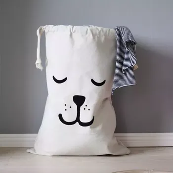 Koš na prádlo Bavlněný vak na hračky na prádlo pejsek noc