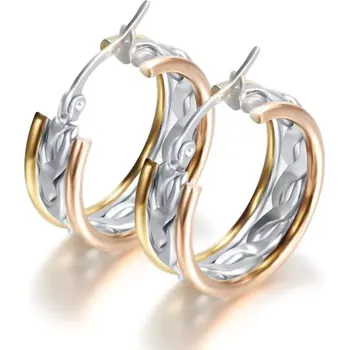 Náušnice Impress Jewelry Emily Combo Stříbrná + Zlatá + Růžové zlato