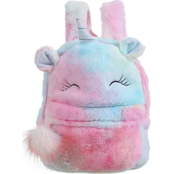Dětský batoh Plyšový batůžek s jednorožcem bambulí Colorful