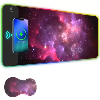 Podložka pod myš Huado RGB podložka pod myš s bezdrát nabíjením 15W Purple Galaxy