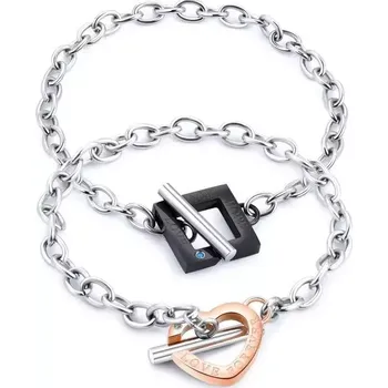 Náramek Náramek z chirurgické oceli Love Forever - Model náramek se čtverečkem