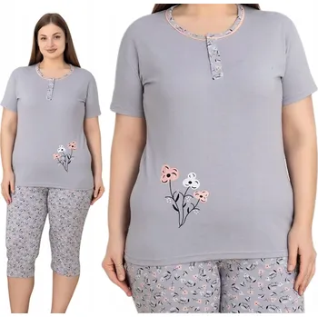 Dámské pyžamo Dámské bavlněné pyžamo 3/4 kalhoty krátký rukáv Secret plus size 3XL