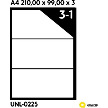 Speciální papír Samolepicí etikety A4 210 x 99 x 3, 100 listů