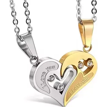 Přívěsek Ocelové přívěsky pro dva I love You zlatý - Model BEZ ŘETÍZKŮ (pouze přívěsky)