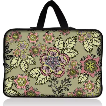 pouzdro na notebook Huado taška na notebook do 12.1" Retro zelené kvítí