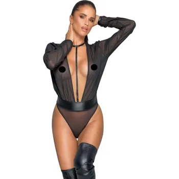 Dámské erotické body Noir - lehký body s krčním páskem (černý) - L