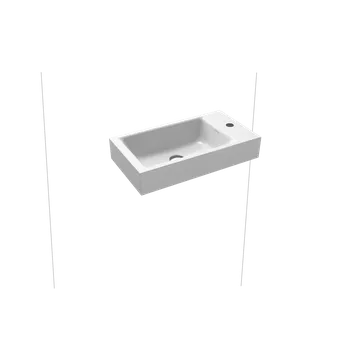 Umyvadlo Kaldewei Puro - Umyvátko na zeď 550x300 mm bez přepadu, 1 otvor pro baterii na pravé straně, Perl-Effekt, alpská bílá 901206303001