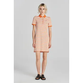 Dámské šaty ŠATY GANT STRIPED SHIELD SS PIQUE POLO DRESS PUMPKIN ORANGE